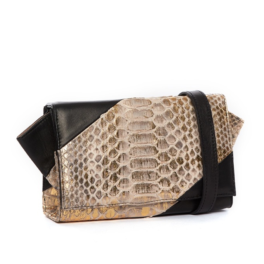 Authentic leather & snakeskin convertible bag